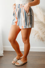 Load image into Gallery viewer, Stripe Vintage Washed Elastic Frill Waist Casual Shorts
