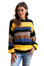 Load image into Gallery viewer, Multicolor Color Block Highlight Balloon Sleeve Sweater
