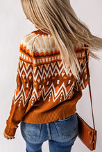 Load image into Gallery viewer, Geometric Pattern Buttoned Knit Cardigan
