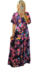 Load image into Gallery viewer, Abstract Floral Pattern Flutter Sleeve Tiered Maxi Dress
