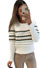 Load image into Gallery viewer, Striped Ribbed Scalloped Detail Knit Sweater
