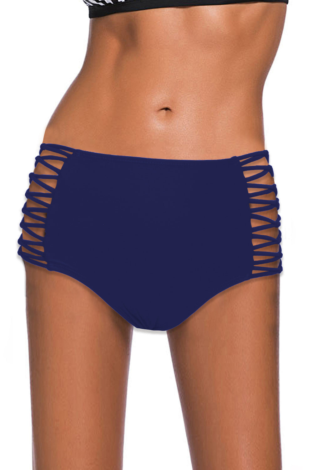 Hollow-out Sides High Waist Swim Bottoms