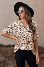 Load image into Gallery viewer, Animal Print V-neck Rolled Sleeve Tunic Top
