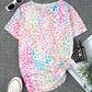 Colorful Leopard V Neck Short Sleeve Top