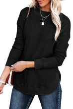 Load image into Gallery viewer, Crew Neck Ribbed Trim Waffle Knit Top
