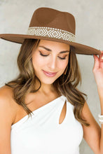 Load image into Gallery viewer, Aztec Embroidery Retro  Flat Fedora Hat
