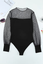Load image into Gallery viewer, Polka Dot Mesh Splicing Long Sleeve Bodysuit
