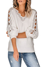 Load image into Gallery viewer, Lace Splicing V Neck Pullover Sweater
