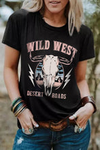 Load image into Gallery viewer, Wild West Desert Roads Bull Skull Graphic Tee
