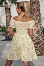 Load image into Gallery viewer, Shirred Flounce Off Shoulder Floral Dress
