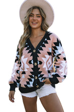 Load image into Gallery viewer, Oversized Aztec Buttons Front Cardigan
