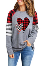 Load image into Gallery viewer, Grey Buffalo Plaid &amp; Stripe Long Sleeve Top
