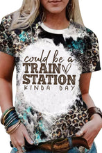 Load image into Gallery viewer, TRAIN STATION Graphic Leopard Print T Shirt
