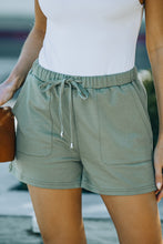 Load image into Gallery viewer, Army Green Drawstring Elastic Waist Pocketed Shorts
