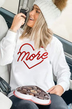 Load image into Gallery viewer, Beige More Heart Shaped Embroidered Pullover Sweatshirt
