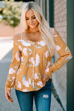 Load image into Gallery viewer, Cold Shoulder Long Sleeve Floral Top
