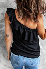 Load image into Gallery viewer, Ruffle One Shoulder Crinkle Tank
