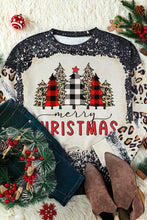 Load image into Gallery viewer, Merry Christmas Multi Tree Print Leopard Sleeve Sweatshirt
