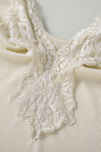 Load image into Gallery viewer, Lace Crochet Rib Knit Sleeveless V Neck Bodysuit
