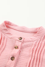Load image into Gallery viewer, Pleated Half Buttoned Waffle Knit Blouse
