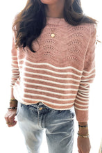 Load image into Gallery viewer, Striped Textured Long Sleeve Knit Sweater
