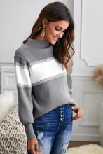 Load image into Gallery viewer, Color Block High Neck Pullover Sweater
