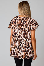 Load image into Gallery viewer, Flutter Sleeves Leopard/Abstract Print V Neck Top
