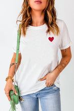 Load image into Gallery viewer, Valentines Heart Pattern Embroidery T Shirt
