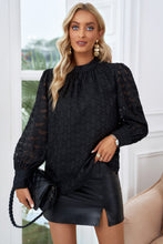Load image into Gallery viewer, Lace-up Mock Neck Bubble Sleeves Blouse
