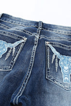 Load image into Gallery viewer, Embroidered Cow Straight Leg Jeans
