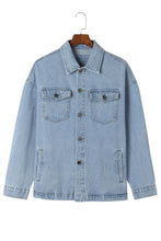 Load image into Gallery viewer, Acid Wash Flap Pocket Boyfriend Shacket
