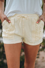 Load image into Gallery viewer, Crochet Detail Drawstring Elastic Waist Women Shorts
