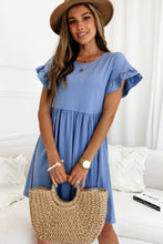Load image into Gallery viewer, Round Neck Ruffle Sleeve Loose Dress
