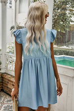 Load image into Gallery viewer, Flutter Sleeve Ruched Denim Casual Dress
