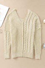 Load image into Gallery viewer, Beige V Neck Loose Knit Sweater
