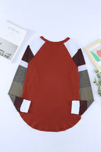 Load image into Gallery viewer, Color Block Long Sleeves Burgundy Pullover Top
