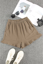 Load image into Gallery viewer, Khaki High Waist Pocketed Ruffle Shorts
