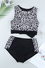 Load image into Gallery viewer, Leopard Patchwork Tie Knot High Waist Bikini Swimsuit
