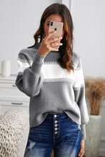 Load image into Gallery viewer, Color Block High Neck Pullover Sweater
