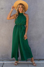 Load image into Gallery viewer, Halter Neck Pleated Wide Leg Jumpsuit with Belt
