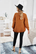 Load image into Gallery viewer, Khaki Chunky Wide Long Sleeve Knit Cardigan
