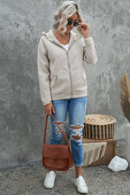 Load image into Gallery viewer, Zip-up Lace Trim Hooded Coat
