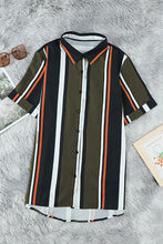 Load image into Gallery viewer, Brown Striped Short Sleeve Button Shirt
