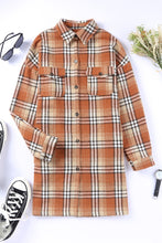 Load image into Gallery viewer, Plaid Button up Side Slit Shirt Dress
