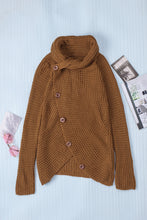 Load image into Gallery viewer, Khaki Buttoned Wrap Turtleneck Sweater
