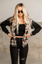 Load image into Gallery viewer, Plaid Buttons Long Sleeve Hooded Jacket
