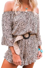 Load image into Gallery viewer, Off-the-shoulder Leopard Print Ruffle Romper
