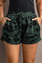 Load image into Gallery viewer, Army Green Camo Print Raw Hem Casual Shorts
