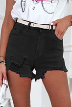 Load image into Gallery viewer, Solid Color Distressed Denim Shorts
