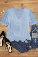 Load image into Gallery viewer, Swiss Dot Lace V Neck Shirt
